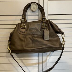 Coach Pewter Leather Satchel